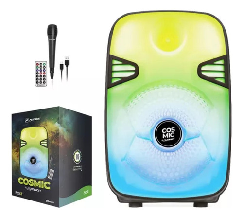 Bocina Fussion Acustic Portátil Inalámbrica Bluetooth con Luces LED y Radio, Batería Recargable, Ideal para Fiestas y Reuniones.