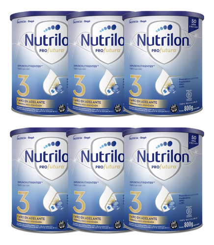 Combo X6 Nutrilon Profutura 3 Leche En Polvo 800g 