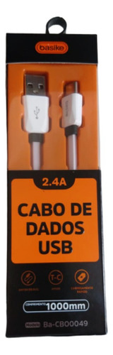 Cabo Carregador Tipo C Android Turbo Reforçado 2 Metros Cor Branco