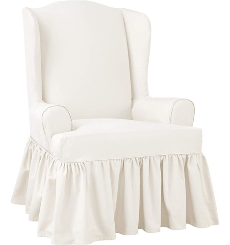 Essential Twill Tcushion Wingback Chair Slipcover  Fund...
