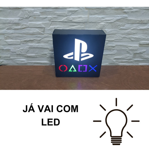 Luminária Play 16x16 Abajur De Mesa Led Gamer Geek Mdf