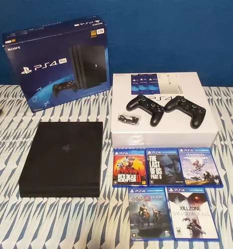 Console Ps4 Slim 1tb Console Playstation 4 + 2 Controles + 2 Jogos