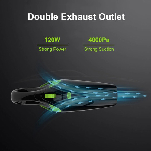 Imagen 7 de 10 de Aspiradora De Mano Inalámbrica Para Auto Rundong Carga Usb
