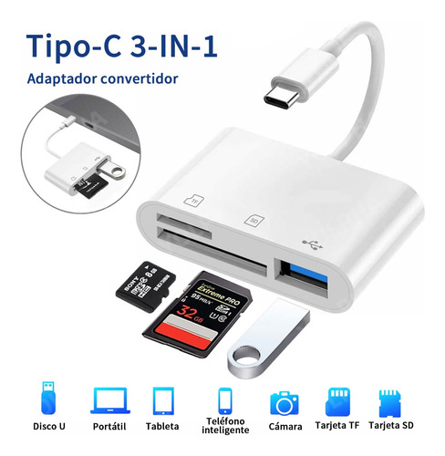 Lector Usb C Otg Adaptador Lector Memorias Sd/microsd/usb