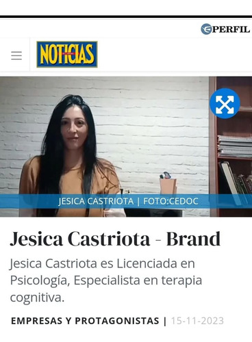 Psicóloga. Especialista En Terapia Cognitiva.