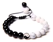Comprar Pulseras Hombre Mujer Cuerda Yin Yang Onix Negro Howlita Bla