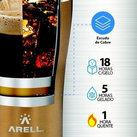 Imagem 2 de 9 de Copo Térmico De Cerveja 500ml Dourado Metallic Gold - Arell