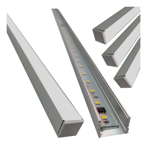 8pz Perfil Aluminio Incluye Tira Led 120cm Casa Oficina 127v