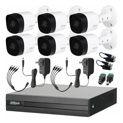 Dahua Kit CCTV de 6 Cámaras 2 Mp Metalicas + Transceptores Cámaras de Seguridad con Busqueda Inteligente de Alta Resolución Kit Video Vigilancia