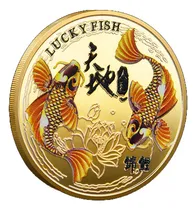 Comprar Medalla De Carpa Koi, Moneda Feng Shui De La Buena Suerte