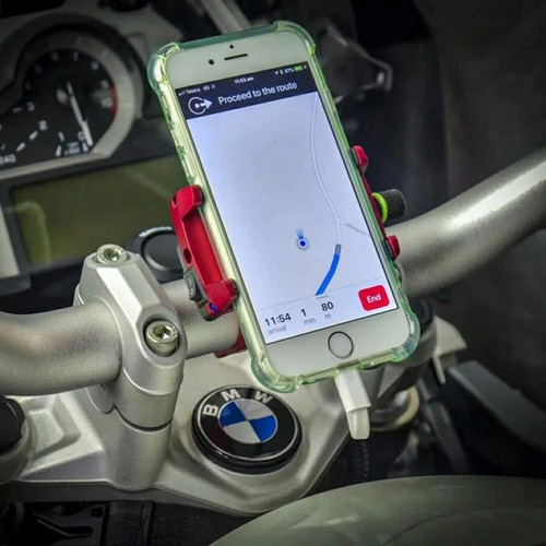 Suporte De Celular Gps Para Moto Com Carregador Usb Alumínio