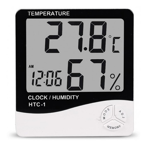 Termo Higrômetro Relógio Digital Medidor Temperatura Umidade