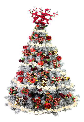 Árbol De Navidad Bariloche 1,80 M + Kit Floral M5 - Sheshu Color SNOW NEVADO