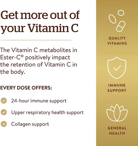 Solgar Ester-c Plus 1000 Mg De Vitamina C Con Bioflavonoides Cítricos - 100 Cápsulas - Suave Y No Ácido