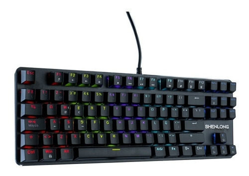 Imagen 2 de 2 de Teclado gamer Shenlong SMK5900SB QWERTY Shenlong Blue español color negro con luz rainbow