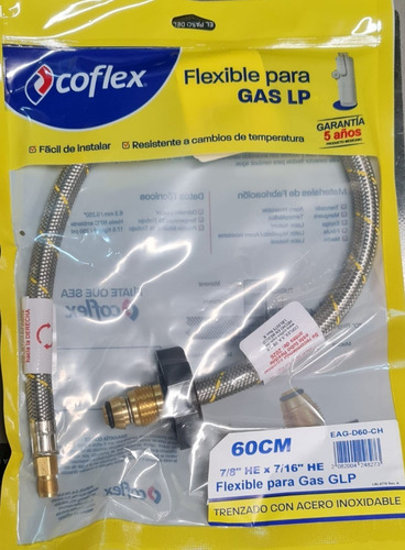 Imagen 4 de 6 de Flexible Gas Coflex Para Cilindro De 45kg Certificado Sec