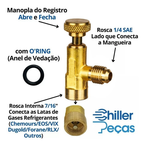 Válvula Acionadora Garrafa Gás R134a R22 R404a Mp39 Ar Cond