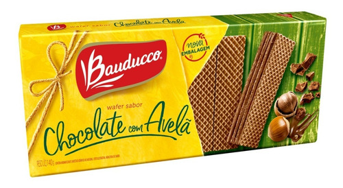 Bolacha Wafer De Chocolate Com Avelã Bauducco 140g