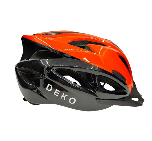 Capacete Com Sinalizador Led Bike Ciclismo Laranja Preto Dek