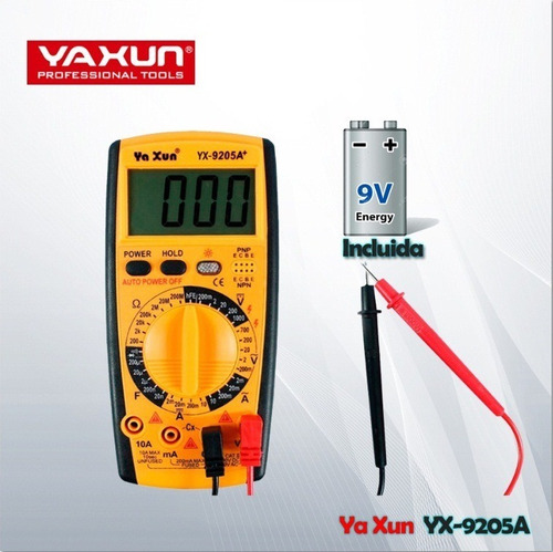 Tester Multimetro Digital Yaxun Yx-9205a+ Original + Bateria