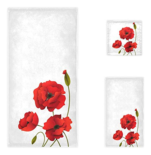 Toallas Decorativas Suaves Hermosas Flores De   Roja, J...