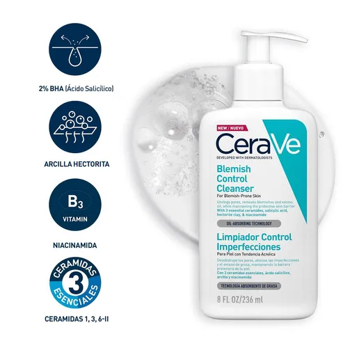 Limpiador Control Imperfecciones Cerave Día Y Noche 236 Ml