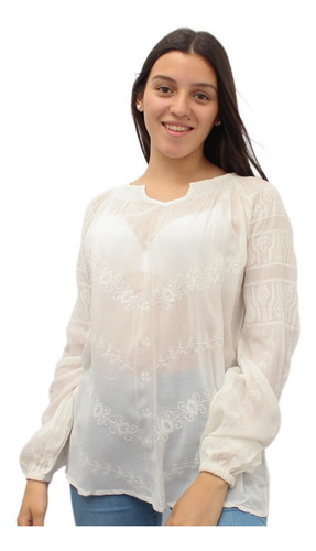 Blusa Miss Etam Bordada Terivoile Talle Grande Importada