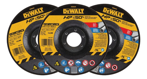 Dewalt Disco Corte De Acero Inoxidable 4-1/2 Dw8424  3pzas