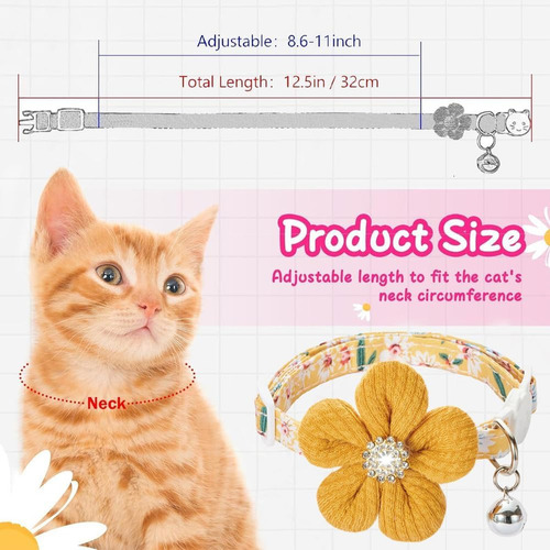 Collar Para Gato, Collar Para Gatito Separable Hyqhyx Con Fl