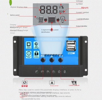 Controlador Solar Azul 30a 12v/24v - 12v/24v 10a 20a 30a