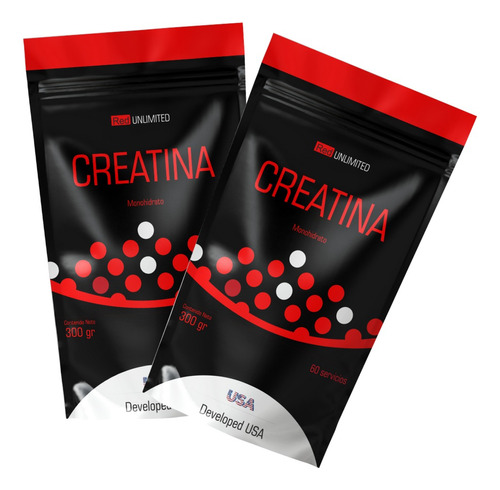 2 Creatinas Monohidrato Red Unlmited De 300g (600g En Total)