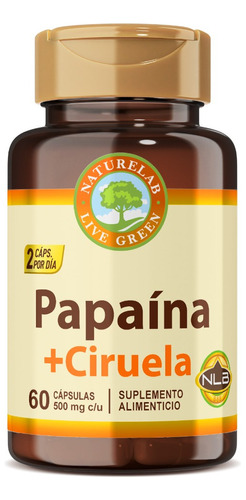 Papaína + Ciruela - 60 Cápsulas De 500mg- Naturelab Sabor Sin sabor