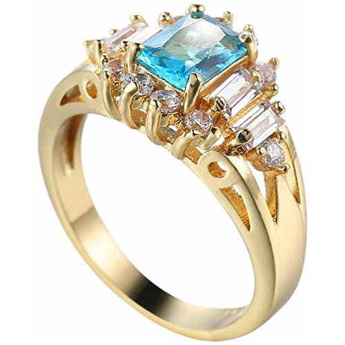 Talla 6. Xahh Anillo De Compromiso Para Mujer, Oro De 14 Qui