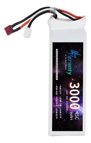 Bateria Recarregável Lipo 3s 11.1v Rc Plug T 3000 Mah 45c Wltoys Mjx Jjrc Automodelo Barco Avião Aero