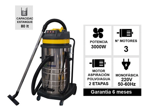 Imagen 3 de 3 de Aspiradora Industrial Polvo Y Agua 80 Lts Soin