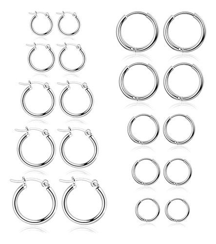 Aretes De Aro De Plata, 10 Pares De Aretes De Aro Pequeños.