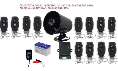 Alarma Vecinal Inalambrica 12 Controles Sirena Bateria