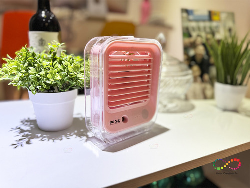 Ventilador Y Humidificador Portátil Con Esencias Aromáticas Cantidad De Aspas 3 Estructura Rosa Aspas Blanco Diámetro 12.7 Cm Frecuencia 50 Material De Las Aspas Plástico
