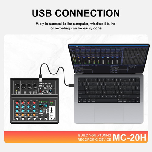 Yamnweo Gx-06 Mezclador De Audio Portátil De 6 Canales Con