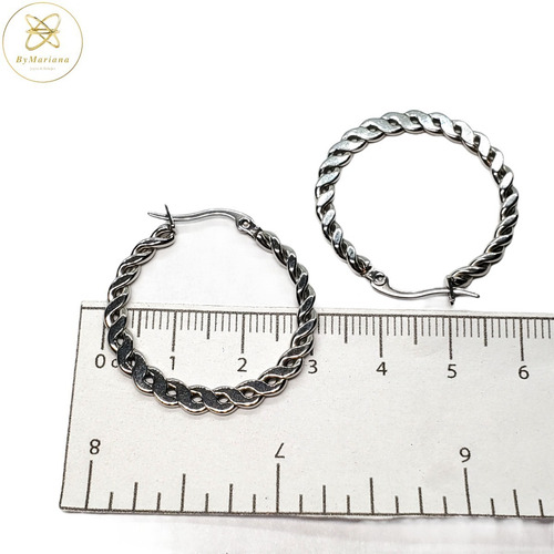 Imagen 5 de 6 de Aros Acero Quirurgico Cardinal Argolla Trenzada 30mm