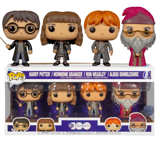 Funko Pop! Pack X4 Harry Potter Hermione Ron Dumbledore  Xuy