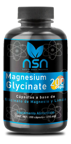 Glicinato De Magnesio 200 Caps | 450mg | Con Pulpo De Limón 