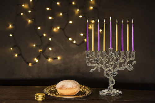 Ner Mitzvah Menorah, Estilo Árvore Da Vida, Alumínio Aa Aa