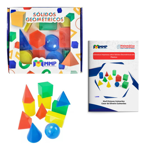 Sólidos Geométricos Em Plástico - Kit 11 Peças Coloridas | Pirâmides, Prismas, Cone, Cubo, Esfera | Material Didático Completo Com Manual E Videoaulas | Ideal Para Ensino De Geometria Em Sala De Aula