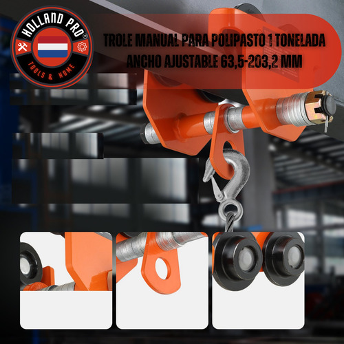 Trole Manual Para Polipasto 1 Tonelada Ancho Ajustable