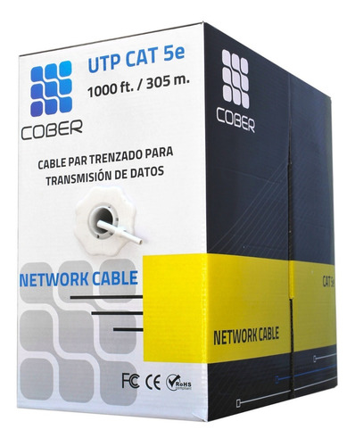 Cable Red Utp Cat 5e 305 Metros Rj45 Cober Red Cctv