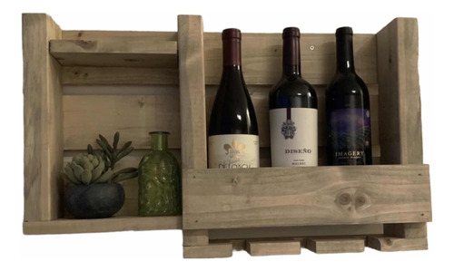 Cantinera Pared Mini Bar Por Botellas Repisa Madera