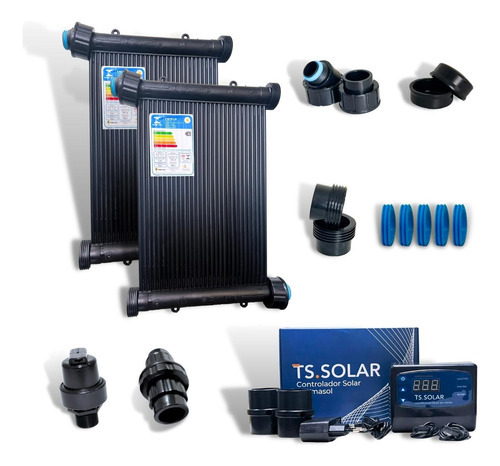 Kit Aquecedor Solar Piscina 11 Placas 3mt + Contr + Valvs