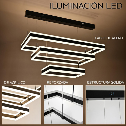 Lampara Colgante, Tres Rectángulos En Dimensión.