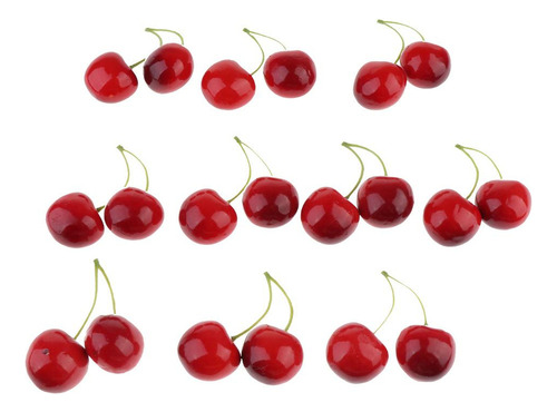 20 Piezas Cerezas Artificiales Fruta Large Double Red